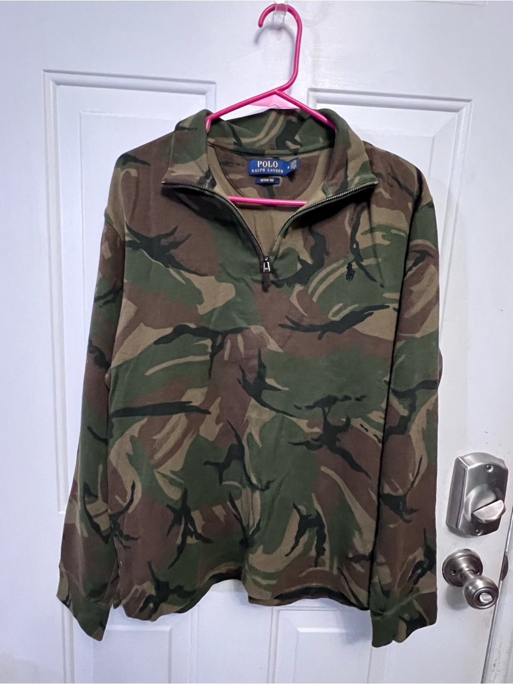 Polo Ralph Lauren  M Estate Rib Camo Camouflage Quarter Zip Pullover 100% Cotton